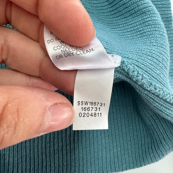 J.Jill Sweater Womens Small Blue Green Ribbed Knit V Neck Cotton - Picture 6 of 9